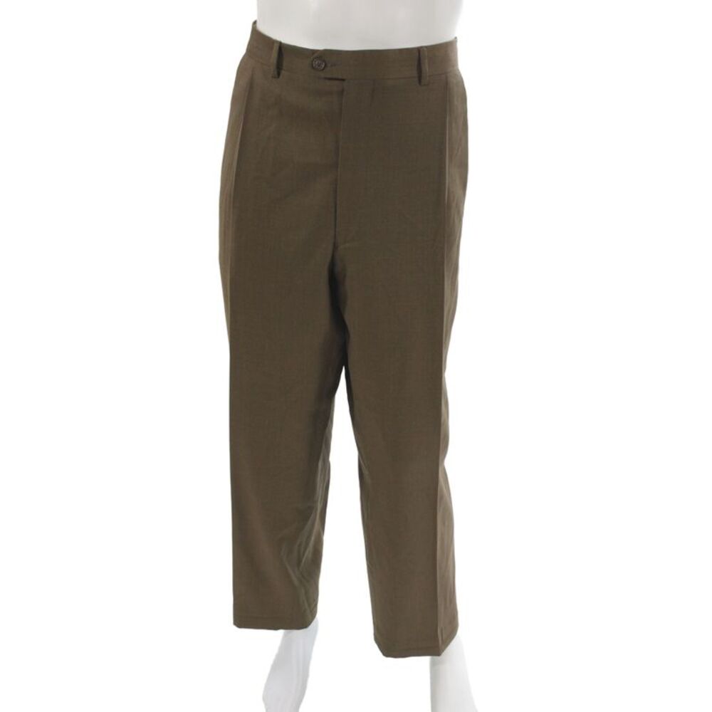 Santorelli Mens Dress Pants Brown 100% WV Button Classic Size 40
